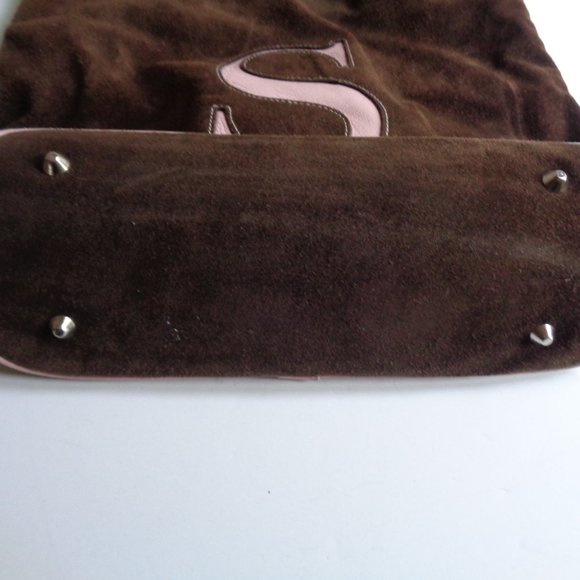 Retro Suede Handbag Tote Letter Initial "S" - Suzy Sandra Samantha Sally - Picture 6 of 6